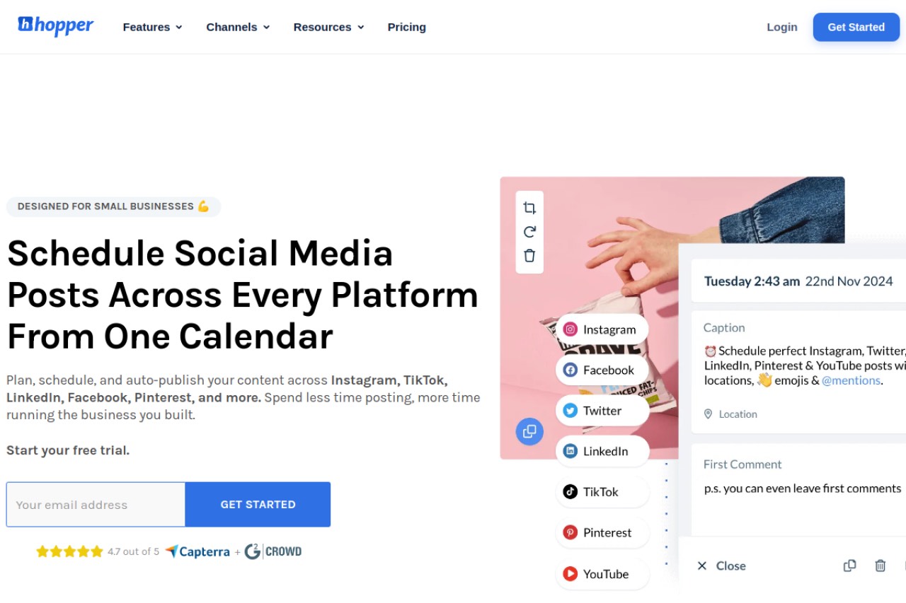 Hopper HQ homepage — the Hopper HQ social media scheduler.