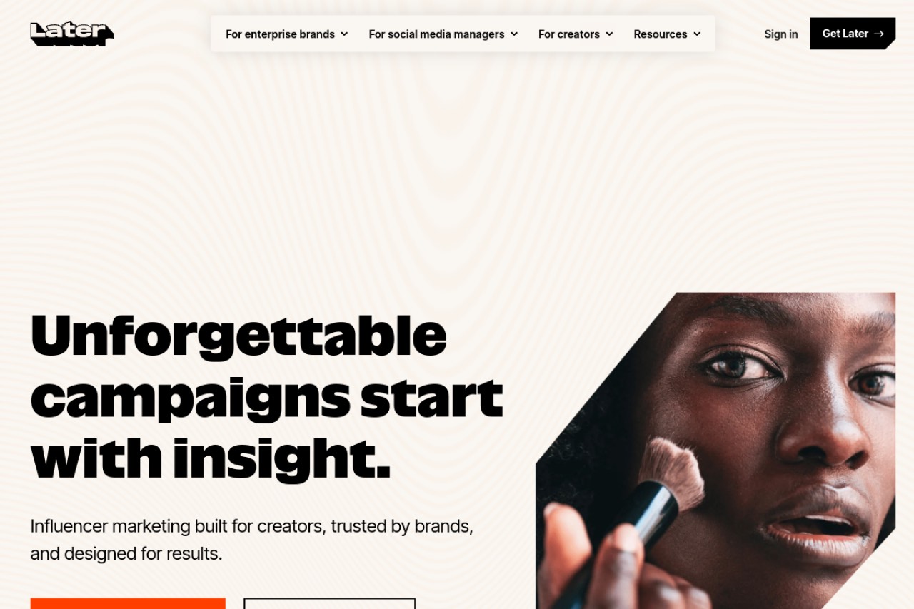 Later homepage — the Later social media scheduler.