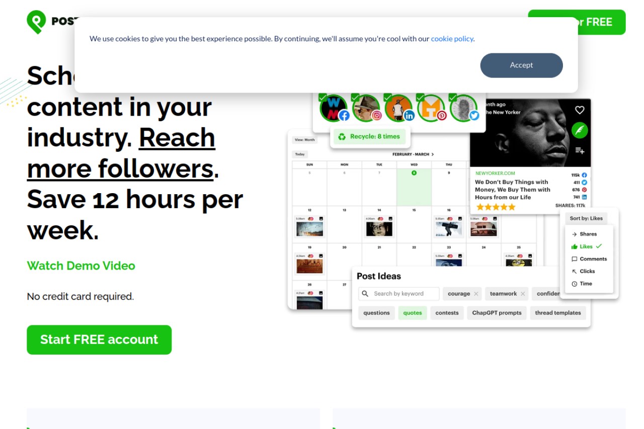 Post Planner homepage — the Post Planner social media scheduler.