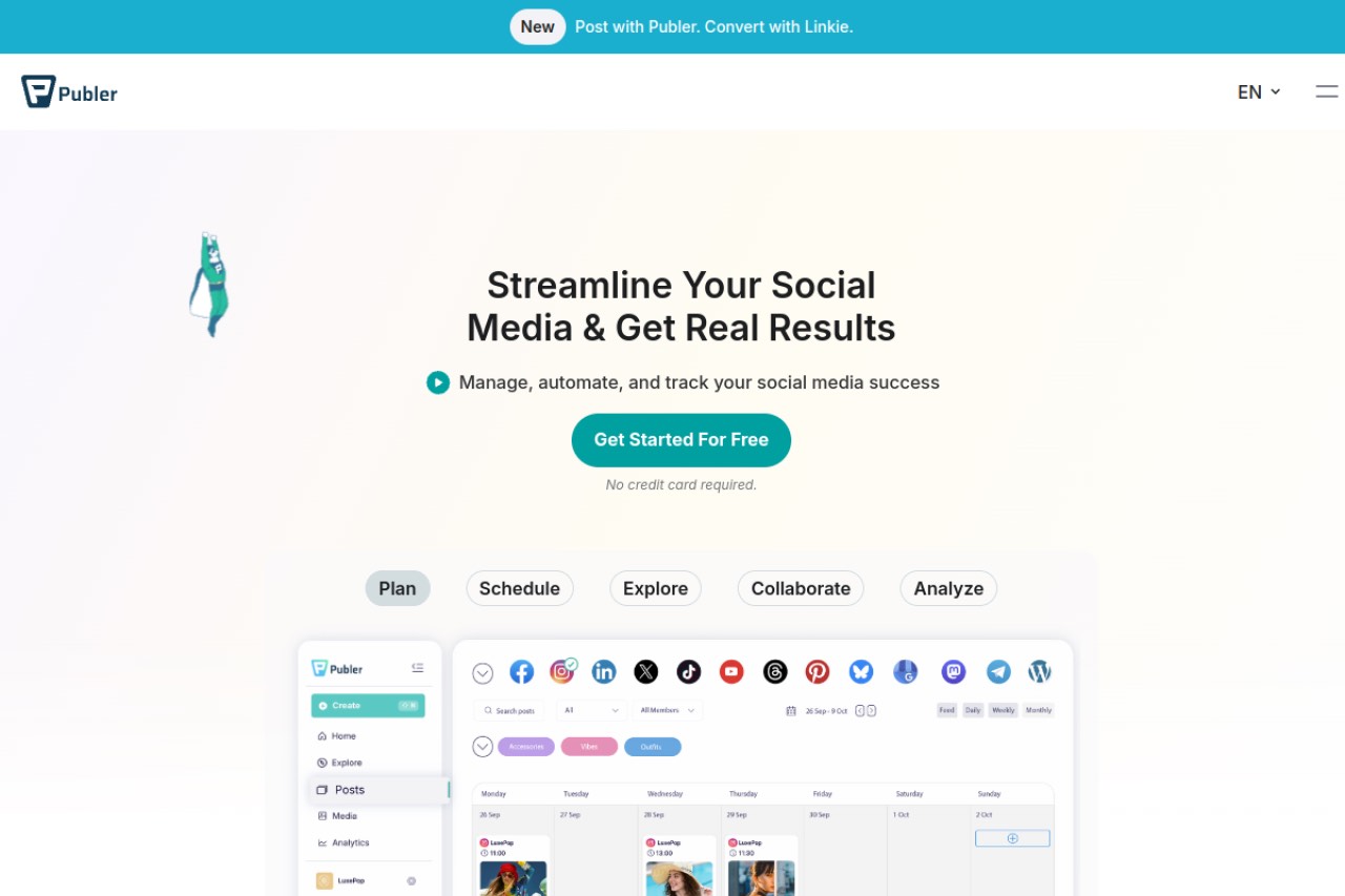 Publer homepage — the Publer social media scheduler.