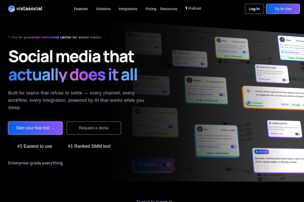 Vista Social homepage — the Vista Social social media scheduler.